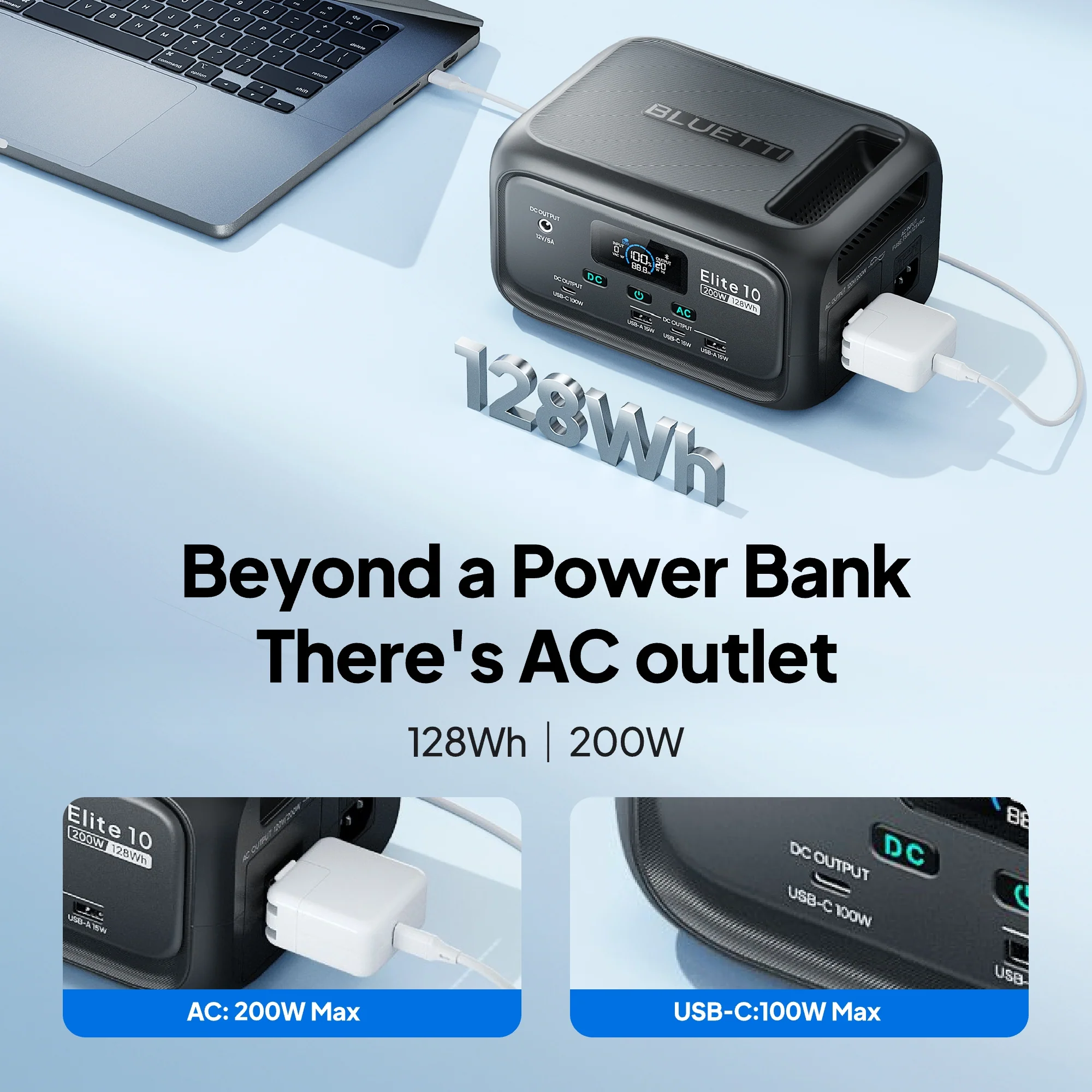 BLUETTI Elite 10 Portable Power Station | 200W 128Wh - Image 4